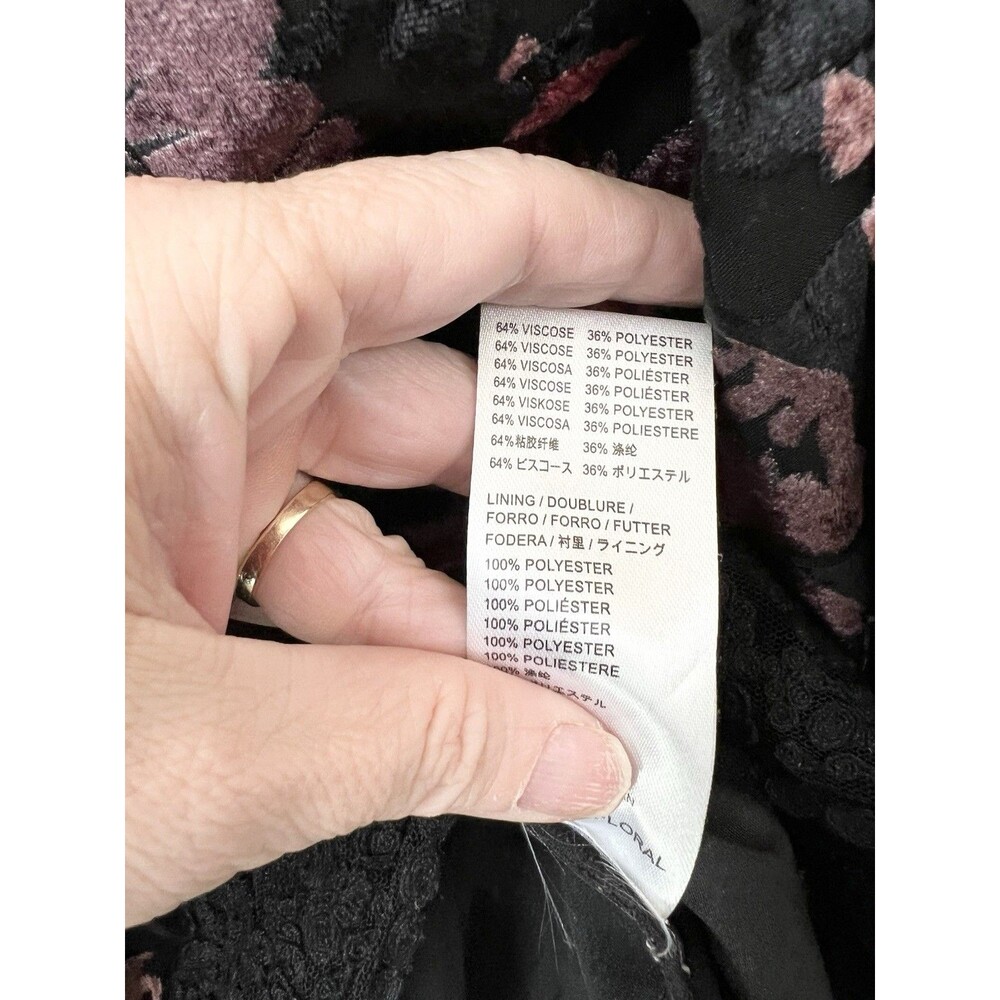 ANTHROPOLOGIE FLORAL BURNOUT CUT VELVET Boxy BISHOP SLEEVE BLOUSE TOP Medium - Picture 13 of 15